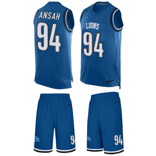 Nike Lions #94 Ziggy Ansah Blue Team Color Men's Stitched NFL Limited Tank Top Suit Jersey